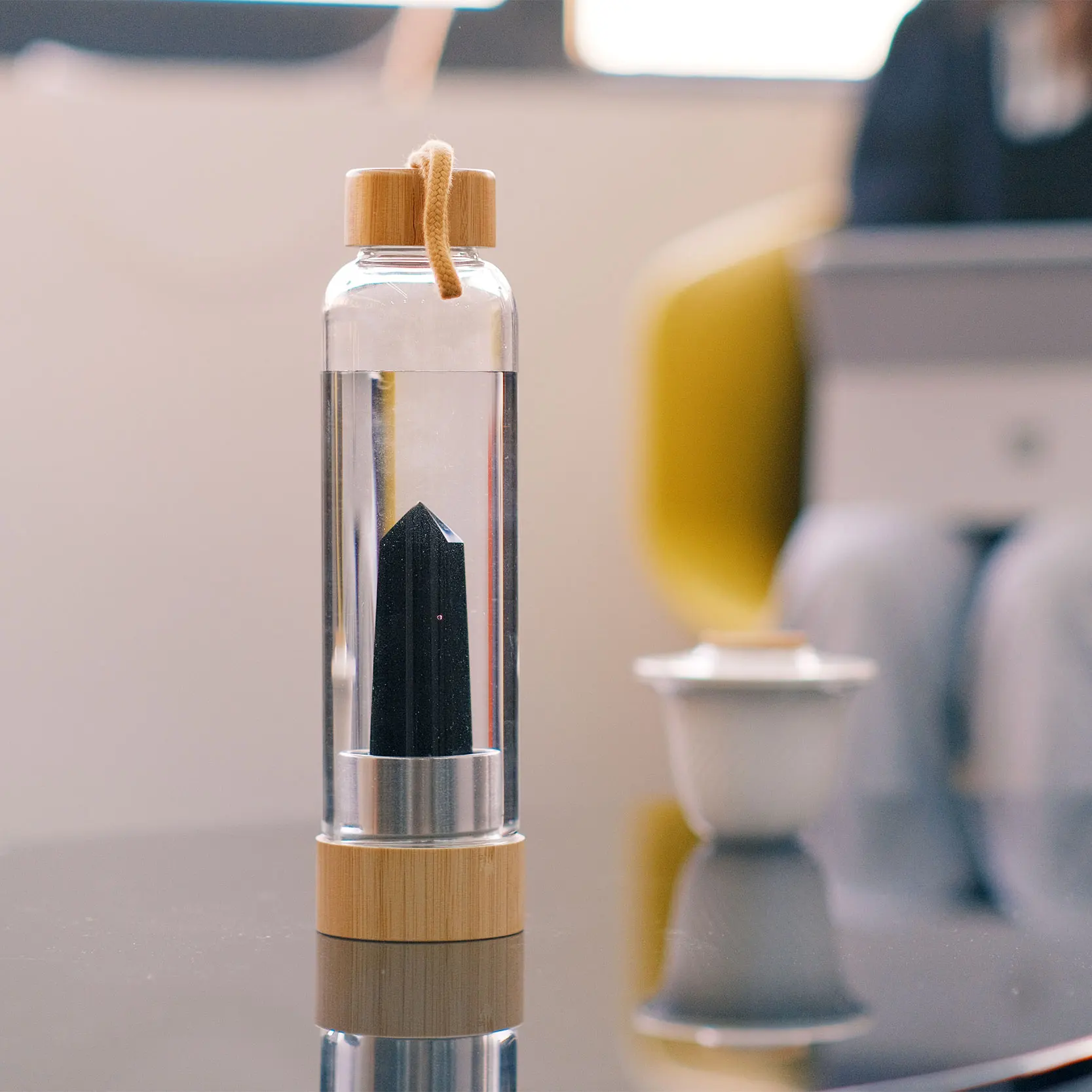 Double Wall Glass Water Bottle Tea Infuser Crystal Natural Healing Gem Diamond Drinking Bottles