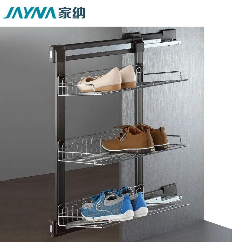 
Wardrobe Side Pull Out Three-layer Wire Shoe Racks For Home 