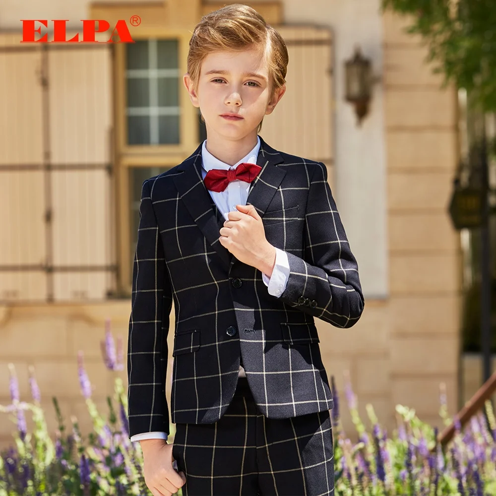ELPA boys suit clothing set baby Blue plaid boy formal occasion suits for wedding/Show