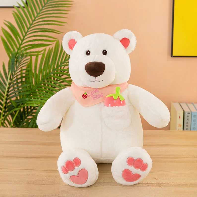 Factory Wholesale Best Selling New Design Stuffed Strawberry Po-lar Bear Toys Cute Fruit Ted-dy Bears Brown White