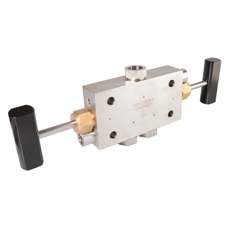 Stainless Steel SS316 High Pressure 20000psi 1379bar 2 Stem Manifold valve