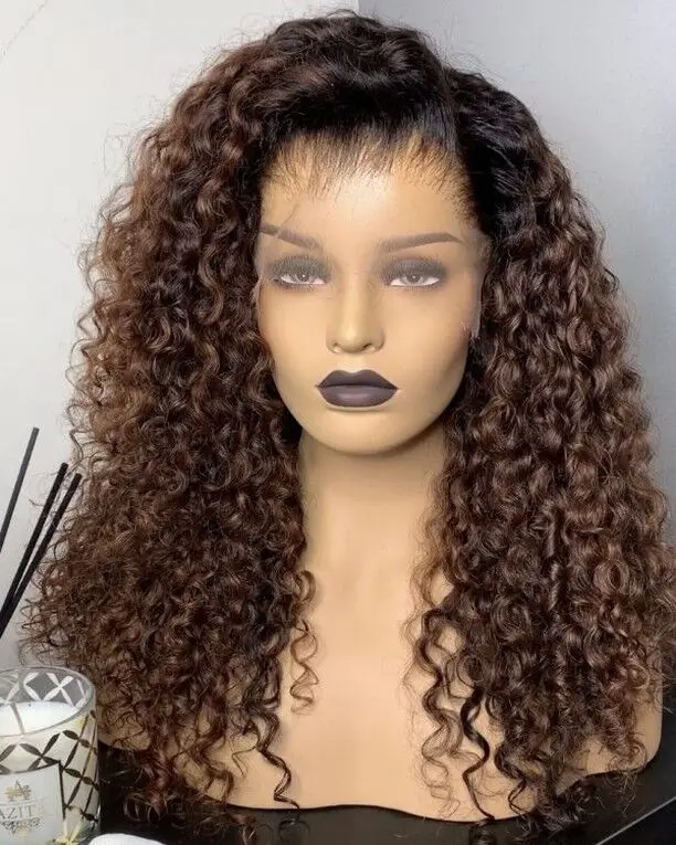 Cheap Glueless Water Wave Wig Brazilian Human Hair Hd Full Lace Frontal Wigs Vendor Curly Ombre Brown Hair Wigs For Black Women