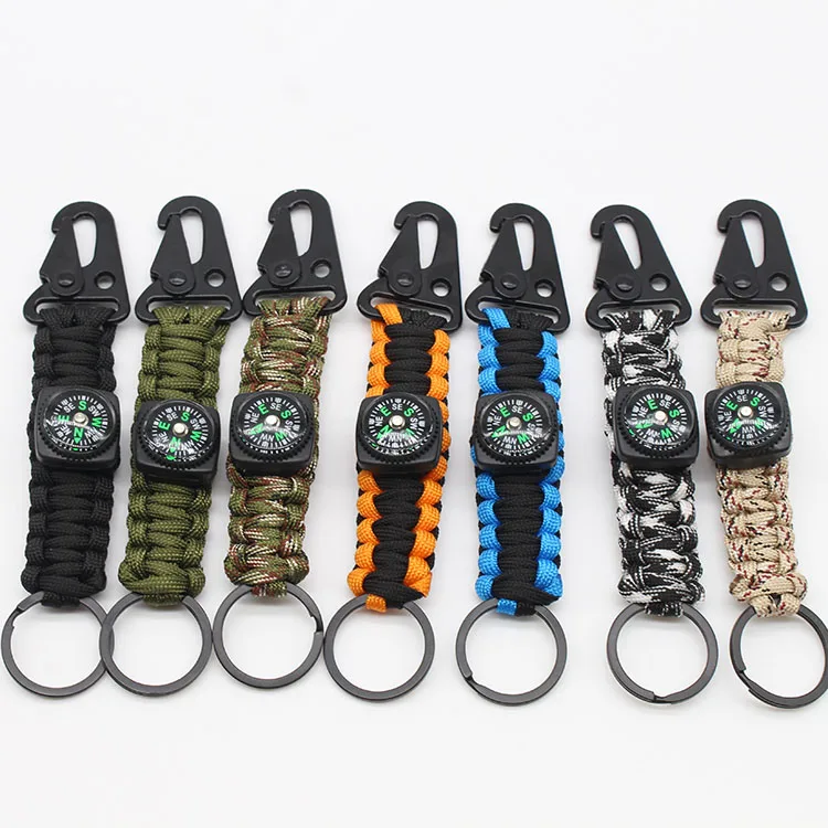 На открытом воздухе Альпинизм выживающий паракордиальный цепочка для ключей семижильный зонтик веревки тканая цепочка для ключей