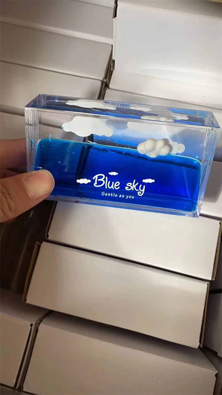 Sky clouds fluid drift bottle creative small ornaments blue sky decompression boys birthday gifts desktop decoration ornament