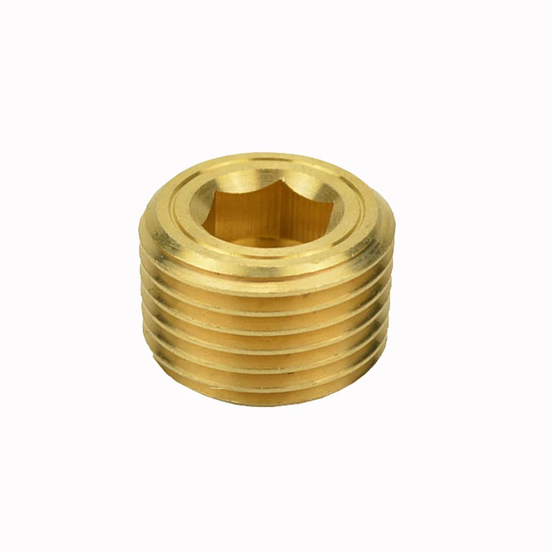 Brass internal hex thread socket male plug cooling line hex socket plug brass pipe fittings