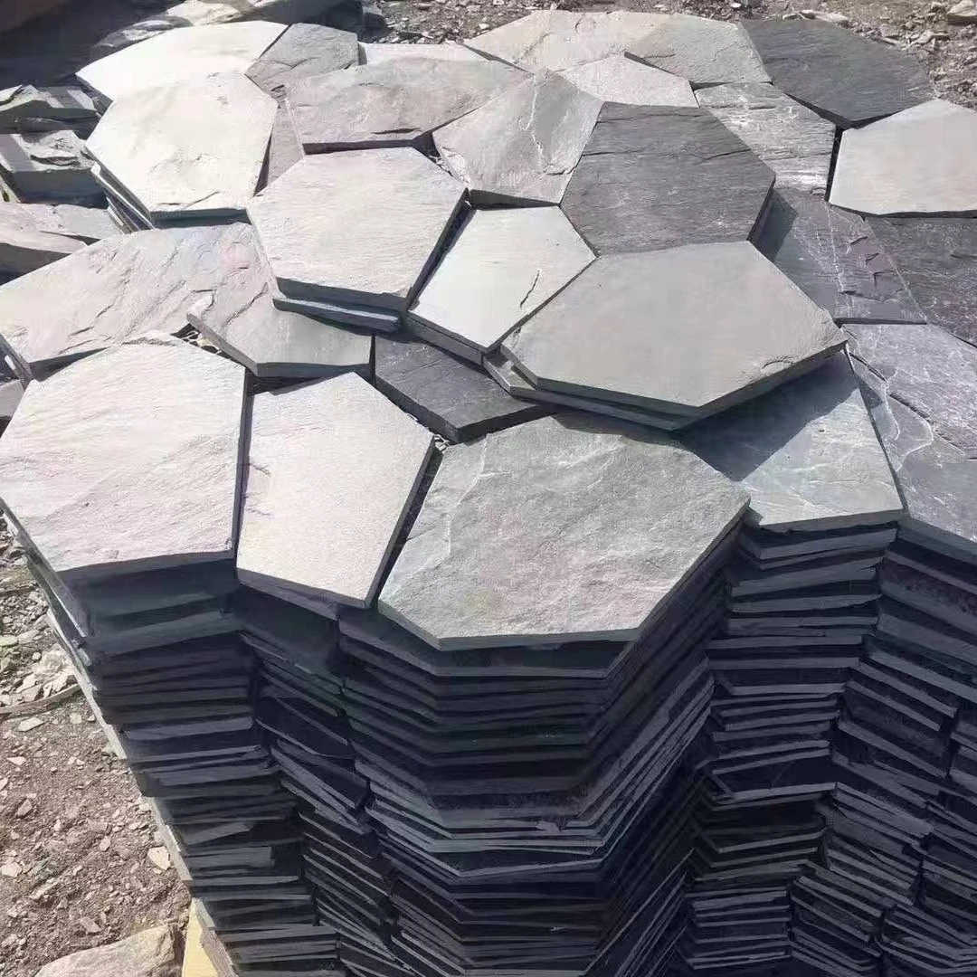 Outdoor Paving Tiles Curbstone Wall Cladding Dry-hang Slate Black Slate Garden Stone Free Roof Tiles Modern Rustic Floor Tile