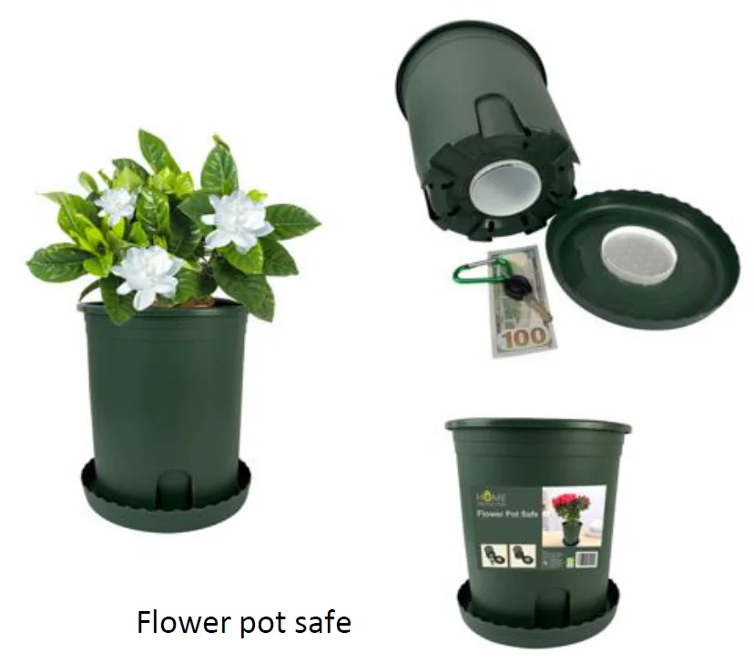 Diversion Stash Hider Secret Flower Pot Safe Secret Hide treasure Outdoor Hidden Compartment Money Safe with Key Lock Box