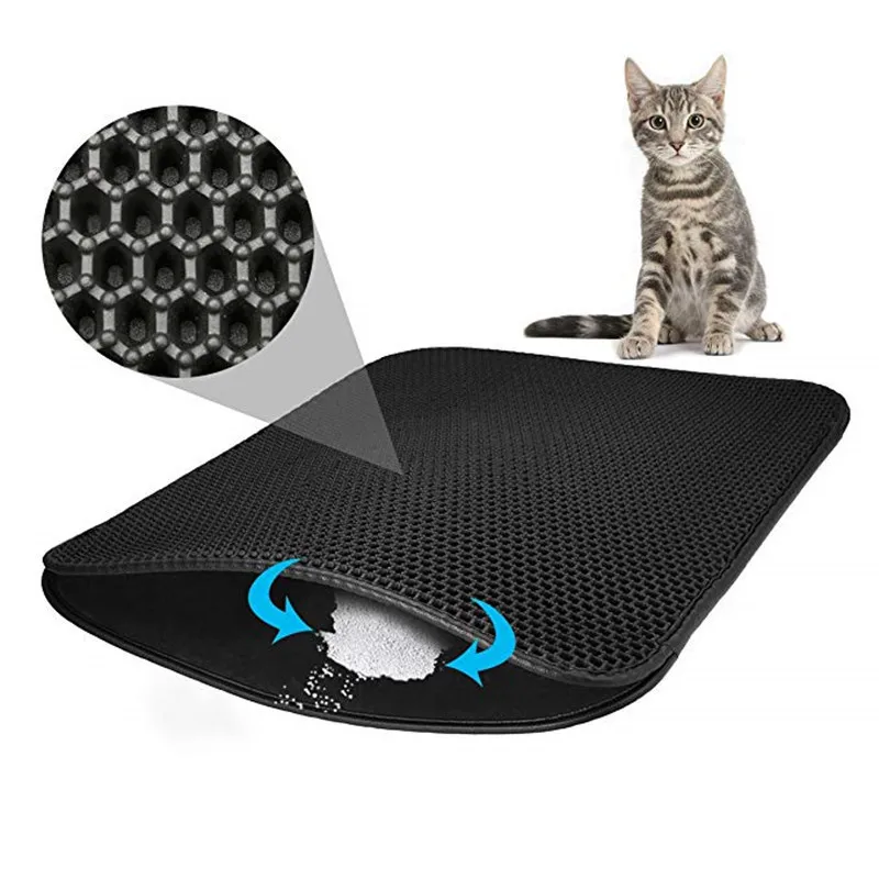 Pet Cat Mat Double-Layer Cat Litter Trapper Mats with Waterproof Bottom Layer Easy Cleaning Protect Floor Cat Bed