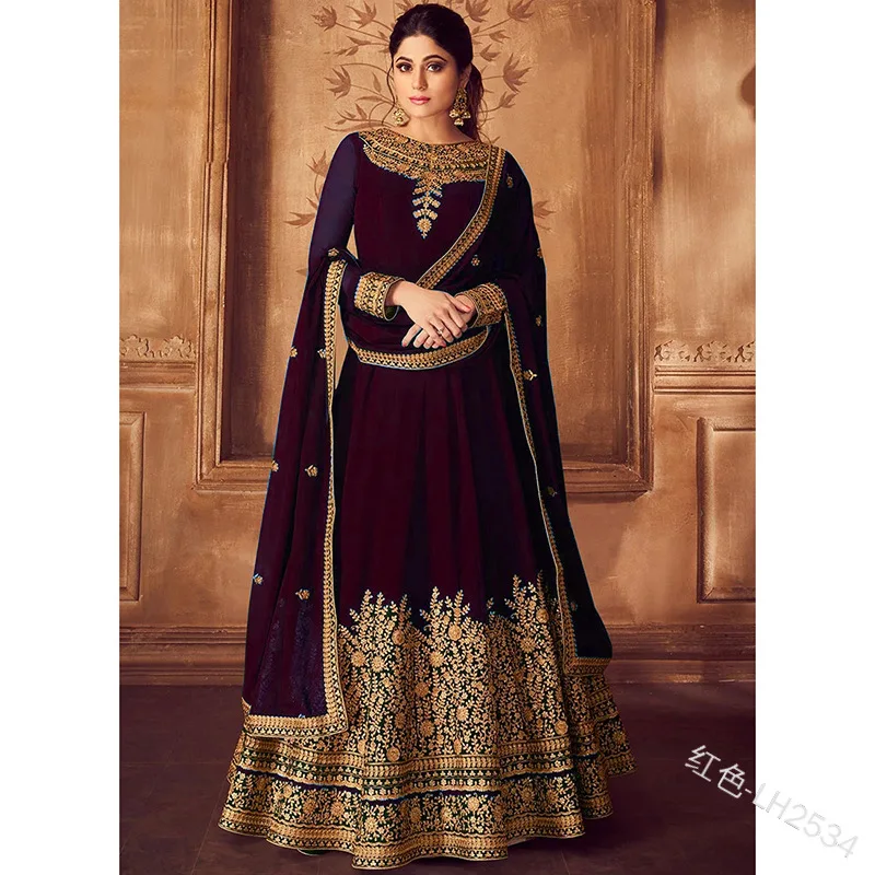 Anarkali suit with heavy embroidery and stone work / wedding dress / traditional dress stone work dresses in india (1600303005417)