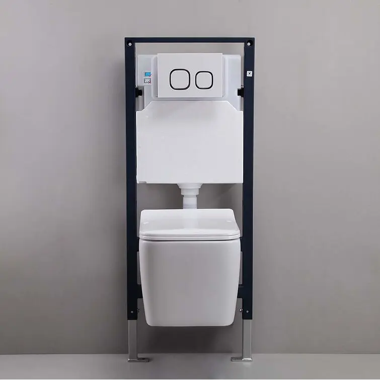 WC Water closet Semi Tankless ceramic Wall hung Mounting Toilet with Concealed Cistern Hidden Concealed Flush Water Tank set