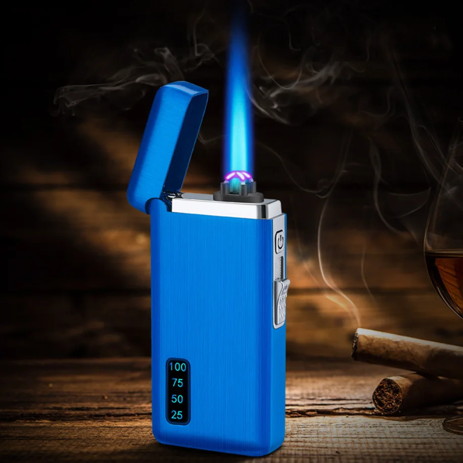 New Arrival 2 in 1 Jet Torch Cigar Lighters Custom Logo Recycle Filling USB Plasma Lighter Gas