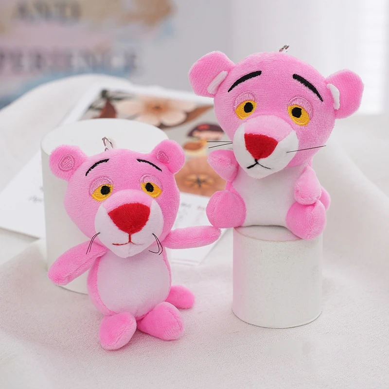 S664 Pink Panther plush pendant Naughty Panther plush keychain action figure plush toy mini stuffed doll pendant