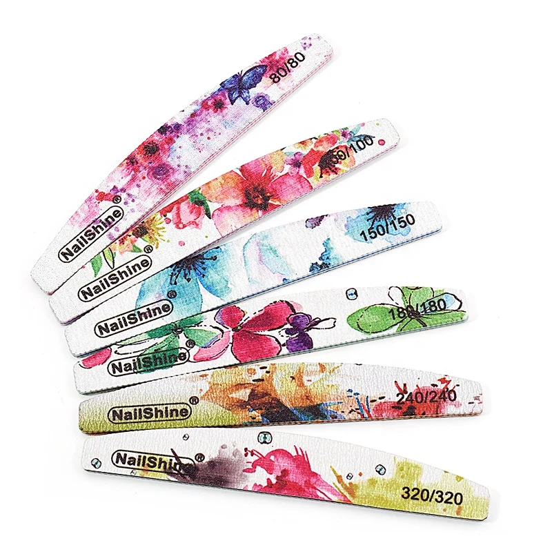 Моющаяся пилка для ногтей с цветочным рисунком полумесяц, пилка для ногтей, пилка для ногтей, двусторонняя импортная водостойкая пилка для ногтей