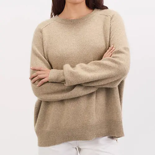Manufacturer Washable Knit Soft Crew Neck 100% Cashmere 100 % Wool Sweater Tops Pullover For Women