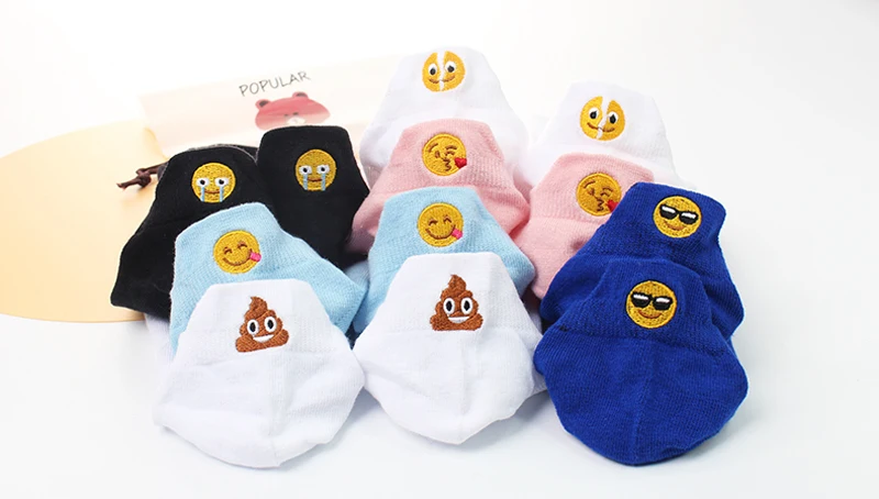 
Wholesale Interesting embroidered boat socks Wechat-Emoji Embroidery women socks 