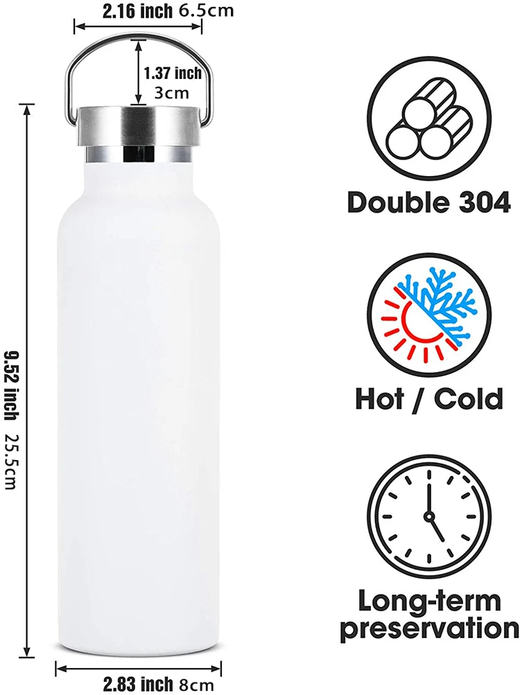 Powder Coated Vacuum Insulated Stainless Steel Wide Mouth Sports Water Bottle