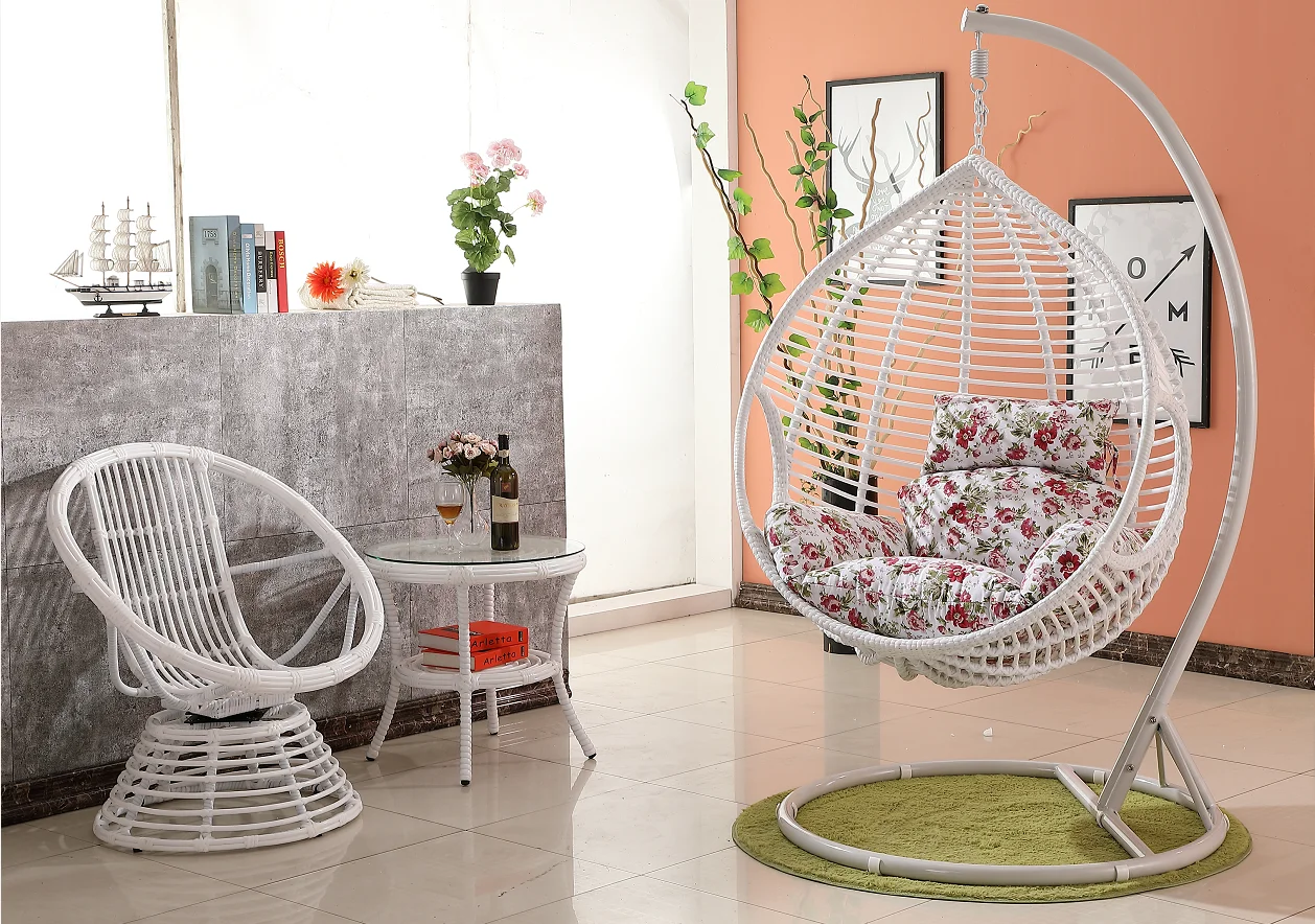 Metal rope swing handing 2 person hammock egg shape shaped chair swing bird egg swing for villa exterior