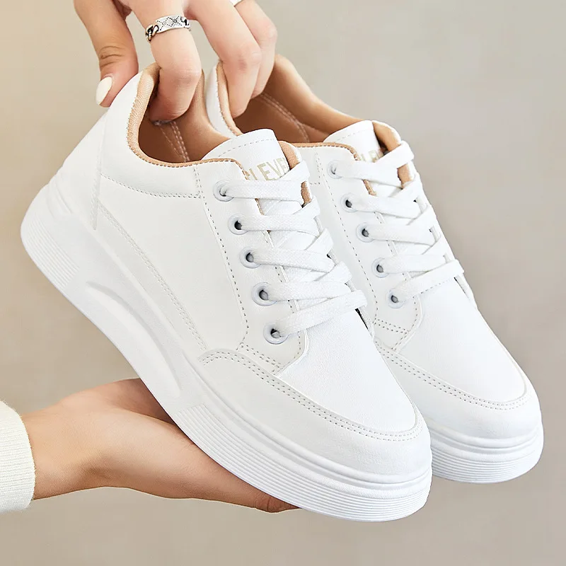 Thick Soled Small White Shoes for Women 2023 Autumn New Fashion Student Round Toe Board Sports Casual Single