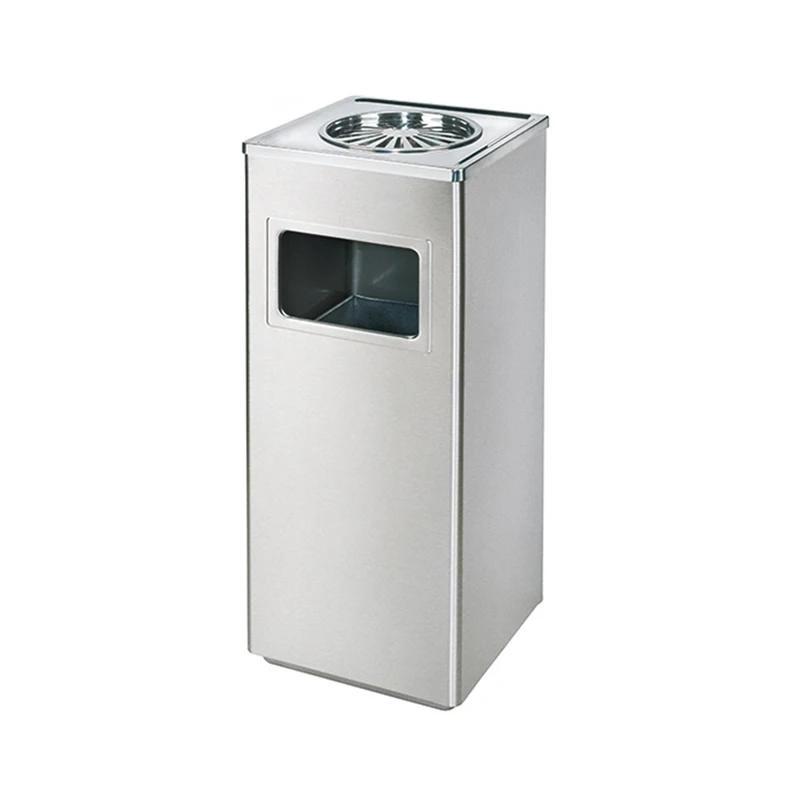Steel Ash Barrel for Outdoor Storage Airport Subway Station Rubbish Bin with Lid Hotel Garden Garbage Shopping Mall Trash Can