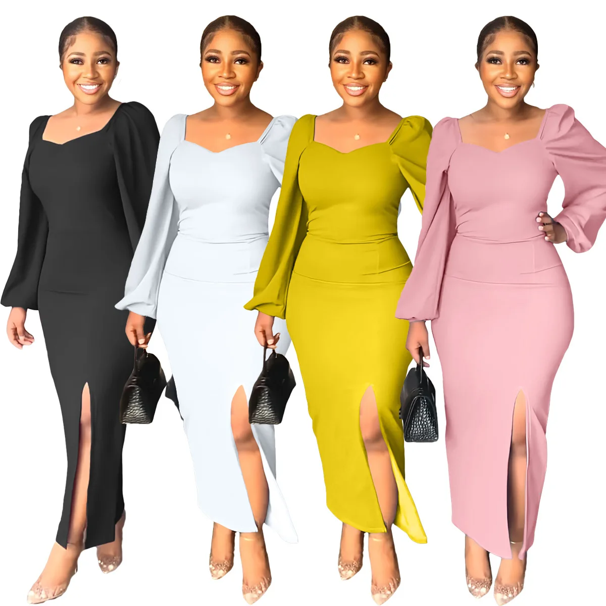 Amazon Europe and America Dress Chiffon Backless Zipper Elegant Office Dress For Ladies