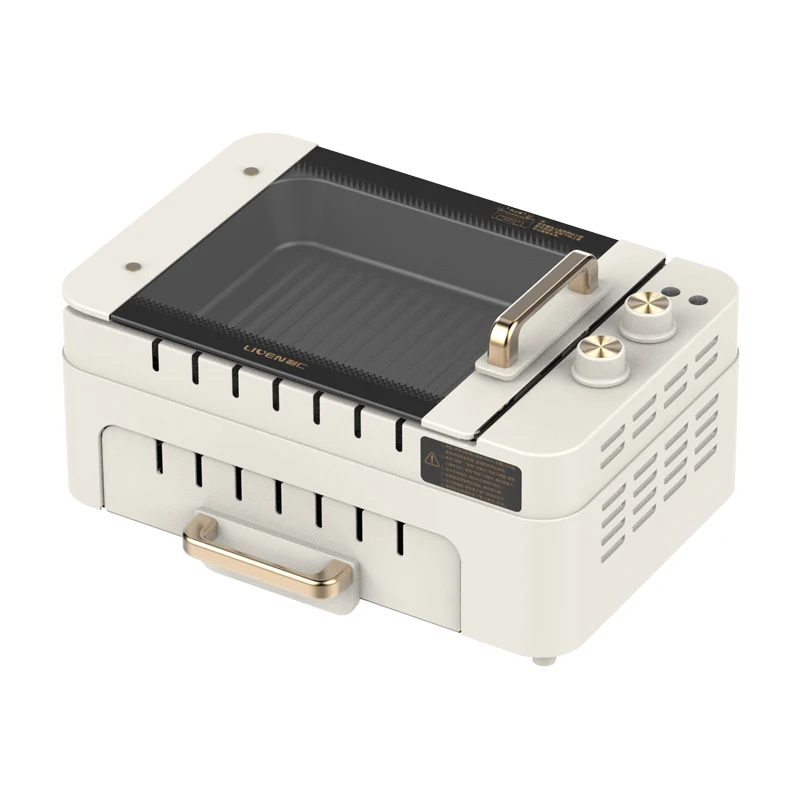 3 In 1 Electric BBQ Grill Machine Household Automatic Rotating Skewers Machine Indoor Smokeless Barbecue Grill Oven