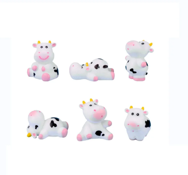 6 Pcs Cow Figures for Kids, Cute Animal Toys Set Cake Toppers Cow Fairy Garden Miniature Figurines Collection Play set