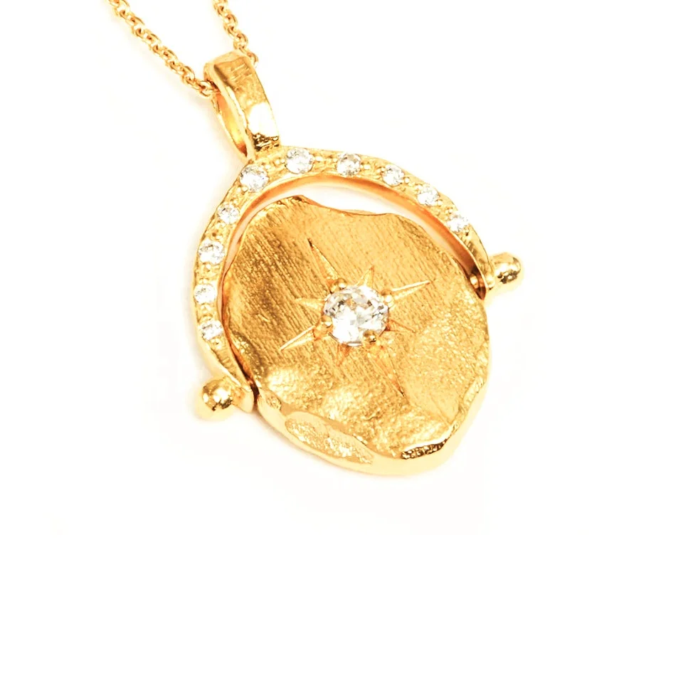 Milskye new chic jewelry 925 sterling silver 18k gold organic shape North star spinner pendant necklace for women