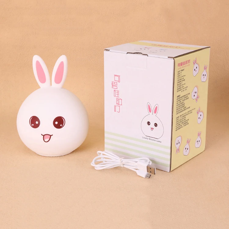 Cute Silicone Rabbit Cartoon MINI Night Lights LED Bedroom Bedside Lamp Children Luminous Toy