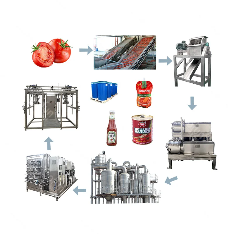 Industrial machine to make peeler tomato concentrated paste sauce puree complete production line