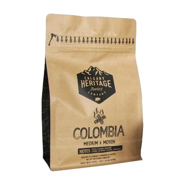Custom Printed Coffee Bags Packaging Kraft Paper Bag Dried Fruit Packing Black Logo Reusable Packaging