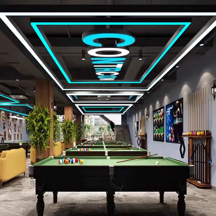 Modern Linear Lights Caireles Hanging Lamps Rectangular Square  Shape Ceiling Pendant Led  Pool Table Light Billiard room Lamp