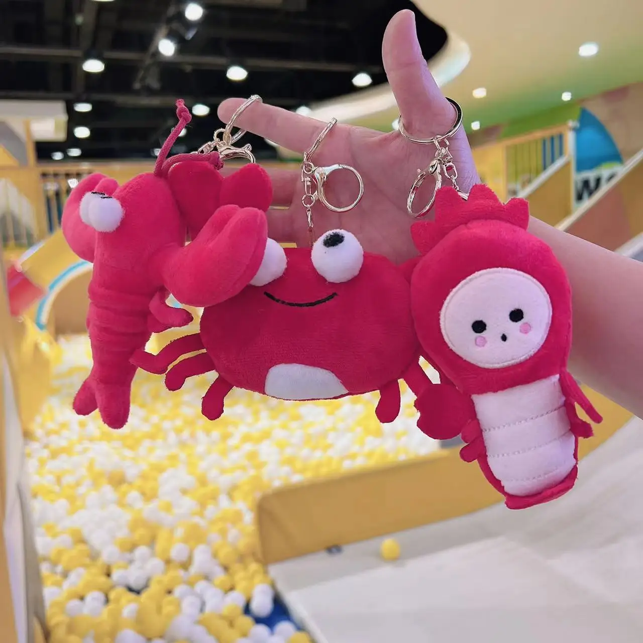 12cm plush keychain toy soft plush crab red Crayfish doll lobster little prawn sea animal Marine plush doll pendant key chain