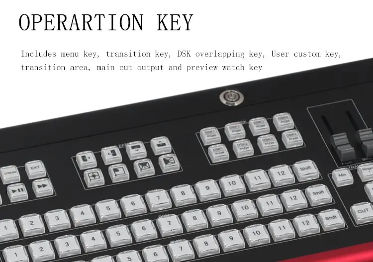 vMix control video switcher panel with 24 channels shift T-bar trans-effect volume PTZ control function
