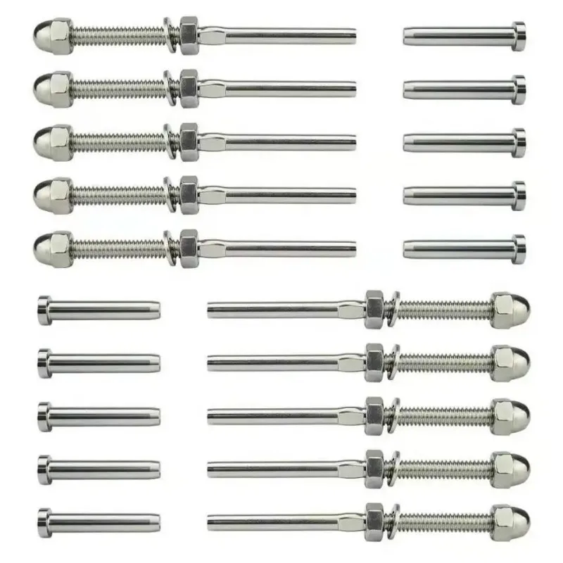 Stainless Steel Cable Railing Hardware Swage Threaded Stud Tension End Fitting Terminal For Wire Rope