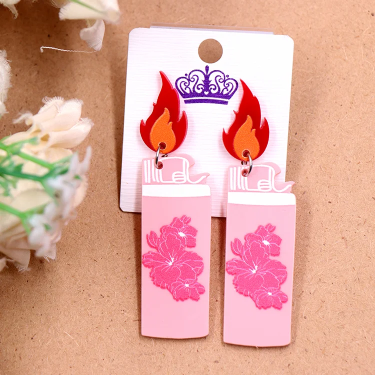 ER1878 High Quality Trendy Drop Earrings Best Price Glitter Acrylic Geometric Lighter Circle Shell Wood Plated Finish ODM Supply