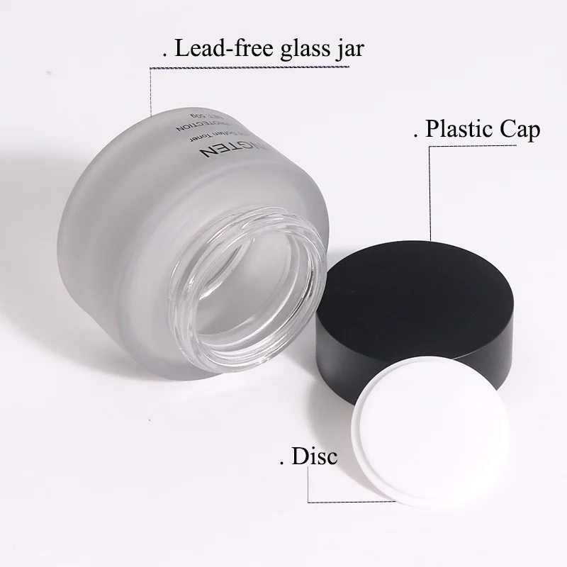 Luxury Skincare Packaging 1oz 2oz 30 50 100Ml Empty Clear Cream Cosmetic Glass Jar Lotion Pump glass Glass Bottle With Cap Lid