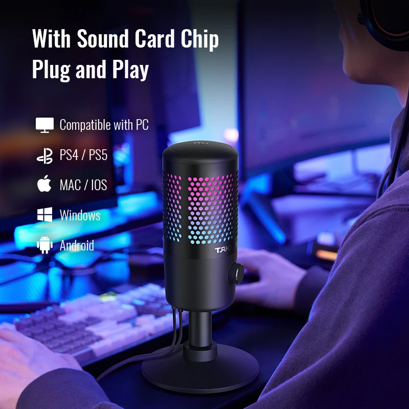 Takstar All In One Podcast Equipment Bundle Audio Interfaces Condenser Microphone DJ Headphone Monitor Speaker Podcast Sound Car