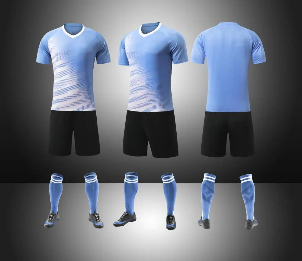 High Quality Team Club Soccer Uniforms Football Shirts Two Piece Men Shorts Set Custom Sublimation Soccer Jersey Set Kids