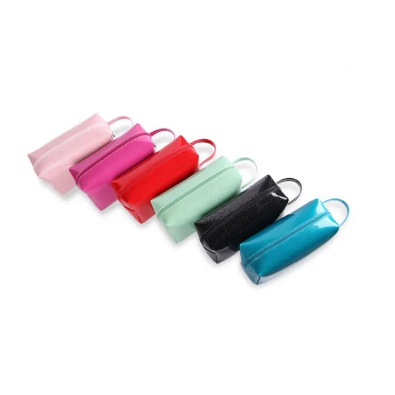 High Quality Women Portable Travel Toiletry Bag PU Cosmetic Makeup Pouch Patent Leather
