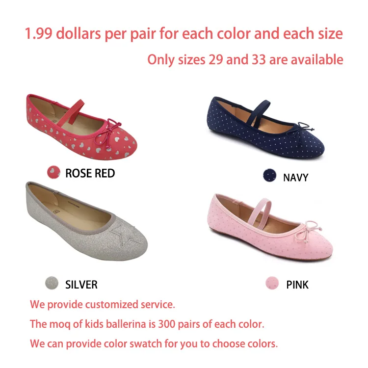 Wholesale shoes stock round toe cute kids casual shoes girls flat ballerinas footwear children school dress shoes for kid