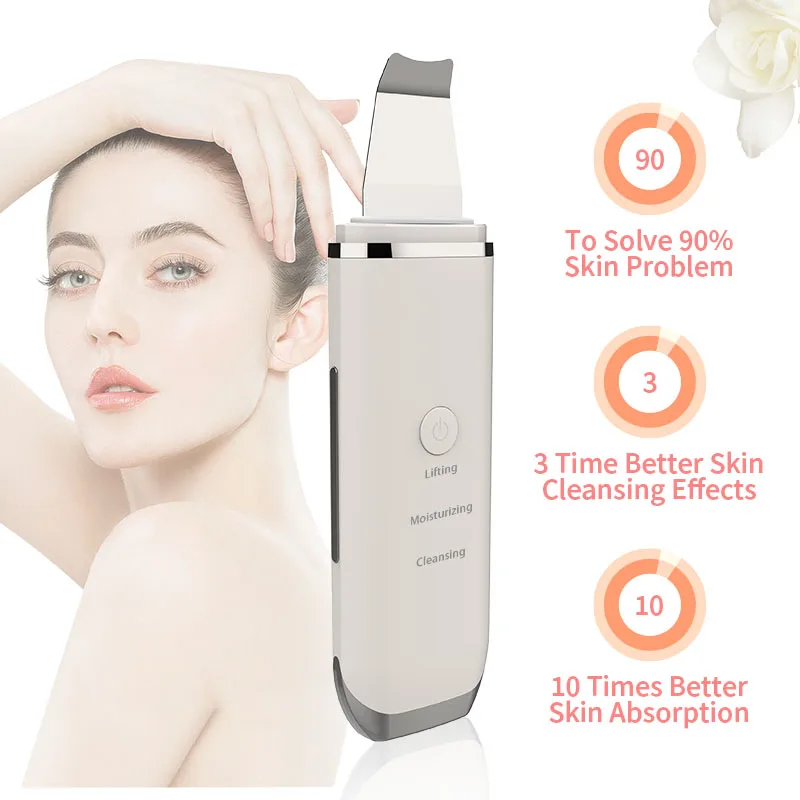 2022 New Product ultrasound EMS skin scrubber facial skin scrubber beauty personal care pore cleaner device