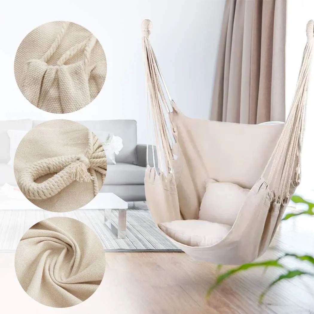 Dropshipping Outdoor Nature Wood White Cotton Hammock