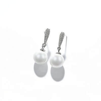 New Design Wedding Jewelry Luxury Clear Zircon Earrings Elegant 925 Sterling Silver Shell pearl Stud Earrings For Women