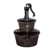 Hand Pump Water Fountain Two Tier  Large Outside  Cascading  Waterfall  Fountain Feature  for  Garden  Backyard Patio Decoration