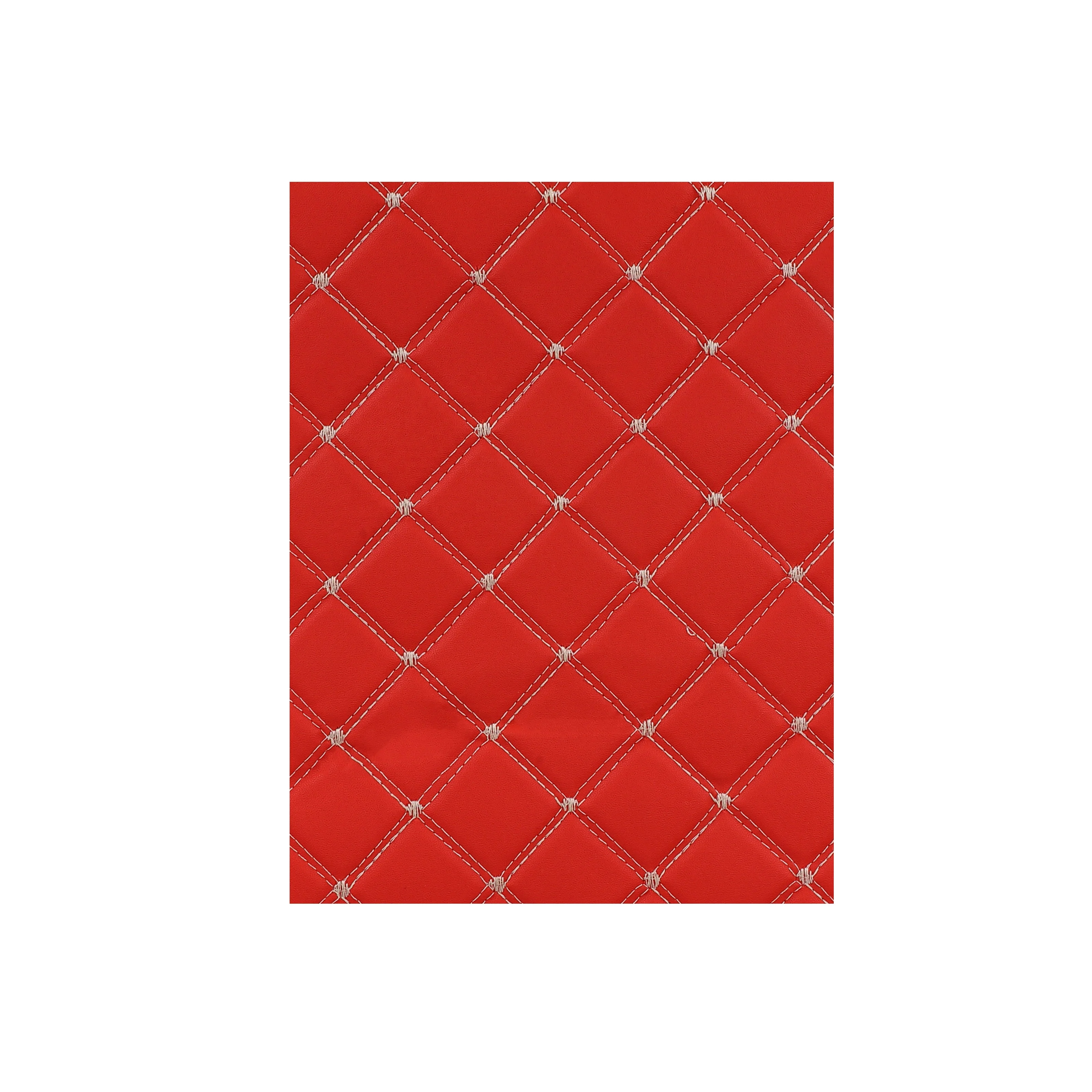 Factory Thickened Waterproof Cotton Litchi Embroidered Soft Cars Seat Upholstery faux leather designer fabric