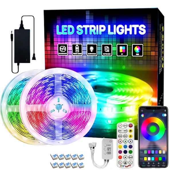 
2835 LED Light Strip Kit IR Controller 44-key Remote IP20 Non-waterproof 32.8ft 300LED 2835 rgb led strip light 