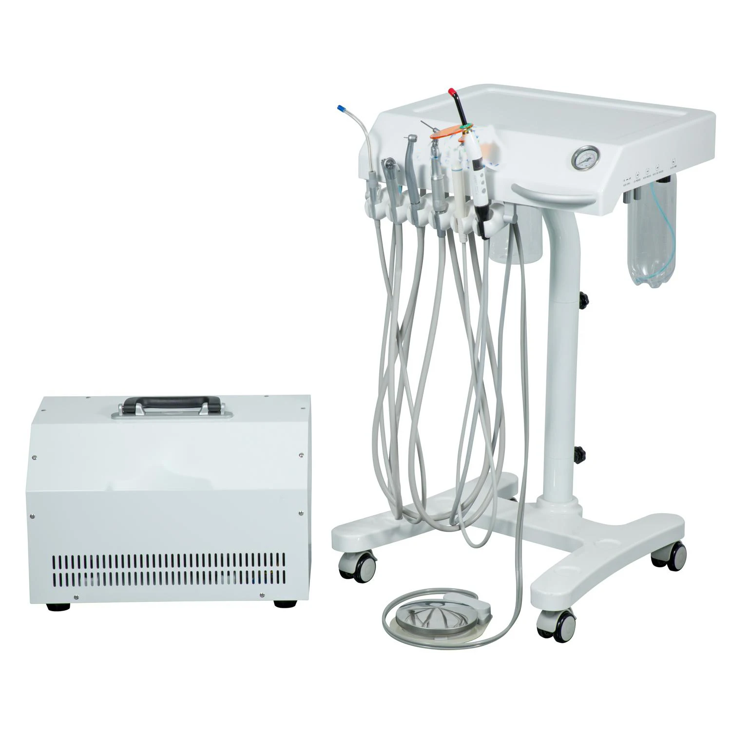 MT Medical New Arrival Mobile Dental Unit Portable Dental Cart With 3-way Syringe Saliva Ejector LED Curing Light