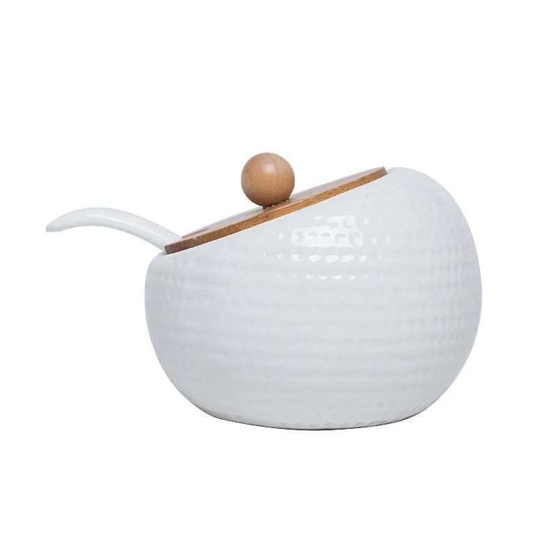 Wholesale Bulk 8pcs Organizer White Ceramic Herbs Spice Jar Set with Bamboo Lid and Storage Rack