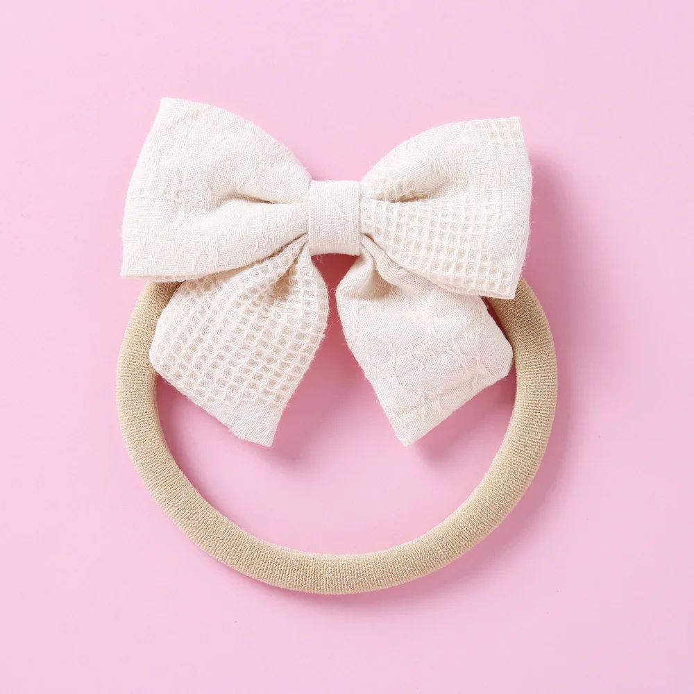
2021 Baby Girls Nylon Headband Infant Hair Accessories Handtied Bows Toddlers Tiara bandage Ribbed Bows Hairpins for Child 