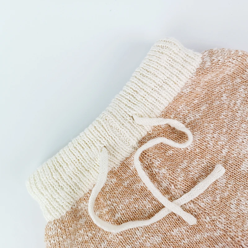 Paleo Baby Knitted Shorts Two Tone Color Custom Adjustable Strap Kids Pants Cotton New Born Baby Knit Shorts Pants